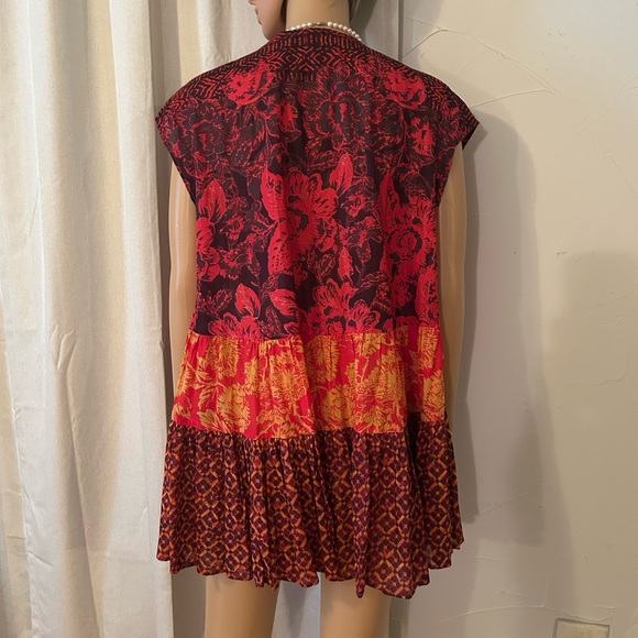 Free People Women’s Size Small? Gotta Have You Red Breezy Western Boho Tunic Top - Picture 5 of 10